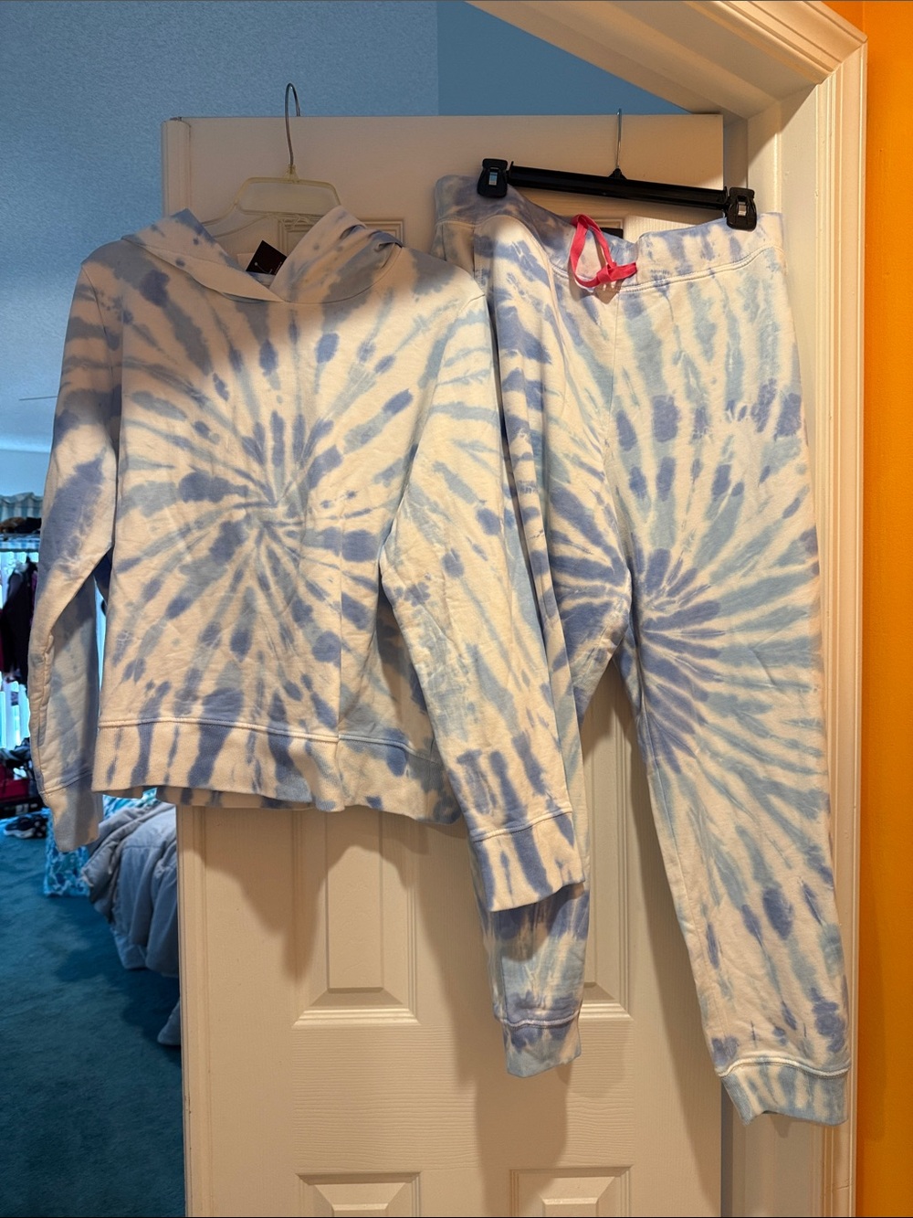 J. Crew Factory TV Light Blue & White Tie-Dye Hoodie and Joggers Set